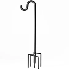 108" Shepherds Hooks for Outdoor, Extra Thick Bird Feeder Pole with 5 Prong B...