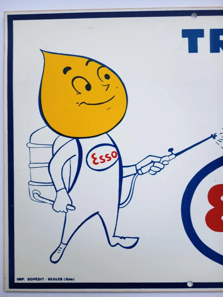 Ancienne Plaque Pin Up Esso Goutte D'huile No Plaque Émaillée - Photo 2/4