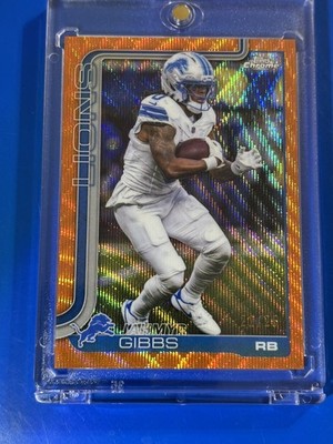 2025 Topps Chrome Jahmyr Gibbs Orange wave /25 Detroit Lions #101