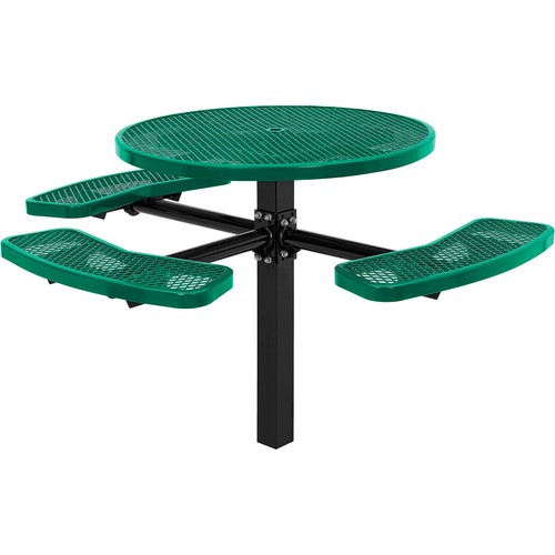 46" ADA Round Picnic Table In-Ground Mount Green - Picture 6 of 8