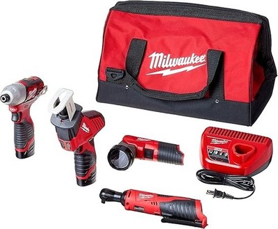 Milwaukee  2498-25 12V 5-Piece Cordless Combo Kit - Red