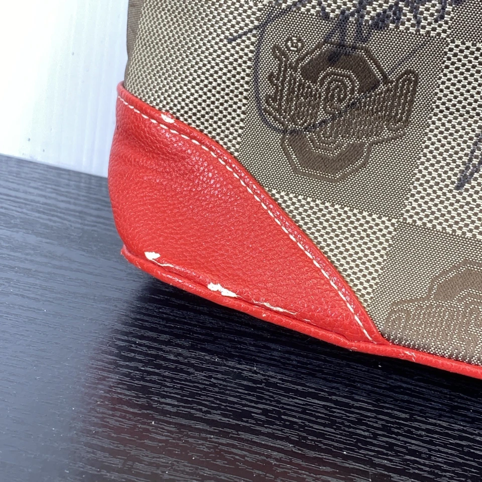 Sandol Ohio State University Buckeyes Purse Red Black Double Handles Zip Signed - Image 4 of 4