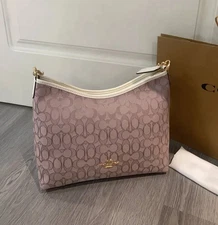 CBS71 Coach Pink Laurel Signature Shoulder Bag Canvas Outlet Products NWT