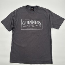 Vintage Guinness Beer Shirt Dublin Ireland Gray Exposed Seams 100 Cotton Sz L