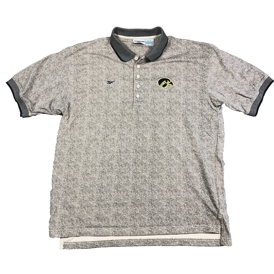 Camisa Polo De Colección Iowa Hawkeyes Hombres XXL 2XL Marrón Reebok Años 90 Y2K Rugby Adulto * Foto 2 de 4