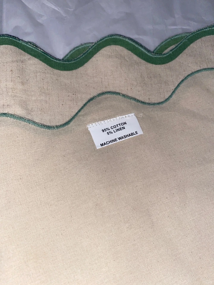 LOTE DE 9 MANTELES INDIVIDUALES NUEVOS SIN ETIQUETAS VERDE BORDE FESTONEADO MEZCLA LINO BLANCO ROTO Foto 3 de 4