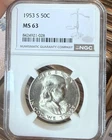 1953 Franklin Half Dollar 50c Silver NGC MS63