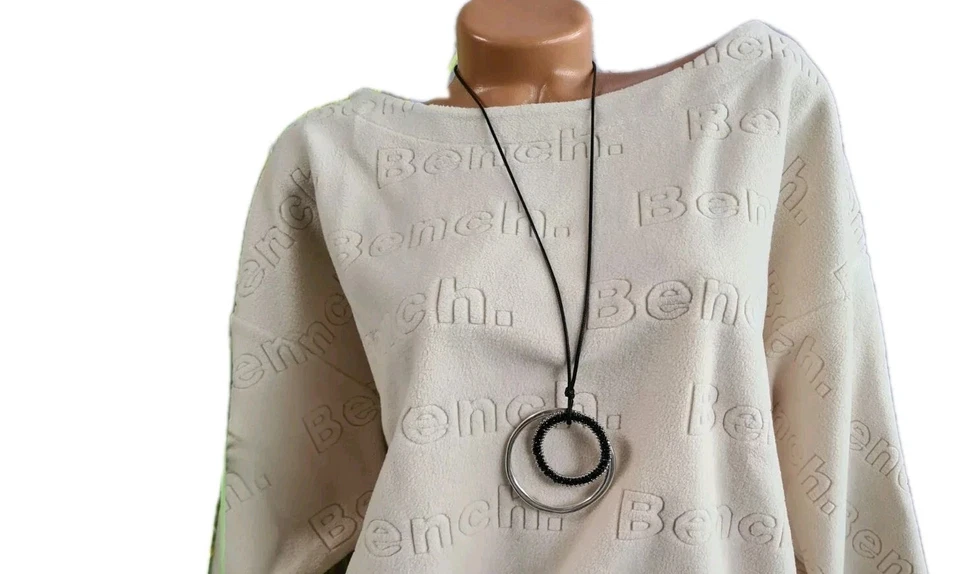 Bench Damen Sweatshirt Pullover Pulli Beige Logoaufdruck Gr. 32/34–40/42 (912) - Bild 4 von 4