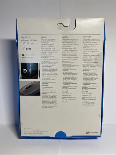 NEW Sealed Microsoft Wireless Mobile Mouse 3500 Gray / Black Model 1571 , 1496 - Bild 2 von 2