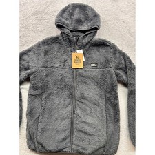 Eddie Bauer Kids Grey Sherpa Fleece Full Zip Hoodie Jacket Size L 14 NWT