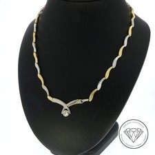 Wert 3.300,- Solitär Glieder Collier Kette 585 / 14 Kt Gold bicolor 42,5 cm xxyy