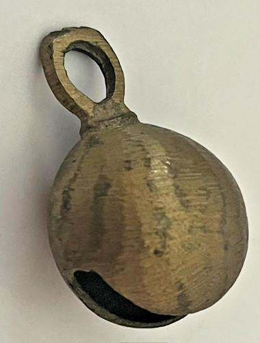 Antique Cast Brass Sleigh Bell or Animal Crotal Bell With Engraved Floral Motif