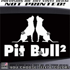 Two Pit Bulls Dog Owner Vinyl Decal Car Window Laptop DieCut USA Made Waterproof