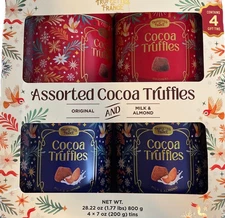 Truffettes De France Assorted Cocoa Truffles, 7 Ounce (Pack of 4 Tins), 28.22 oz