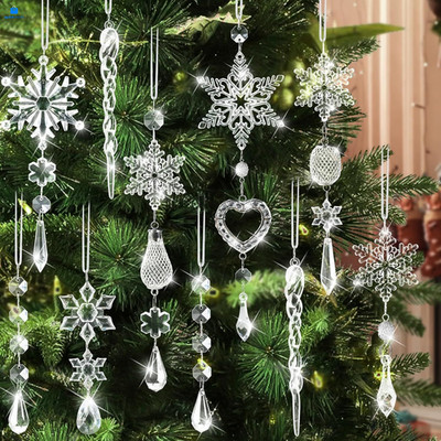 Crystal Ornaments Christmas Tree Decorations - 21pcs Transparent 