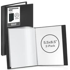Dunwell Small Presentation Book 5.5x8.5 (2-Pack, Black), 24 Pockets Display 4...