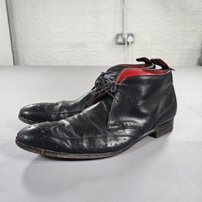 Jeffery West Herren Leder Stiefel Schwarz 8,5 UK Marriott Brogue Schuhe
