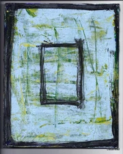 TENDER TURQUOISE Painting Absurd Distressed 8X10 Dada Surrealism FREE SHIPPING