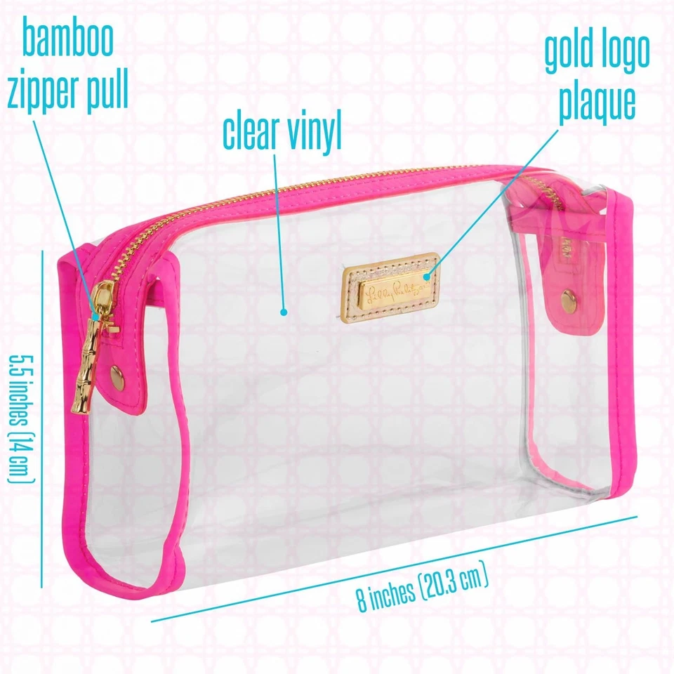 Bolsa com zíper transparente Lilly Pulitzer, estojo de lápis fofo para adultos, vaso sanitário de viagem... - Imagem 3 de 3