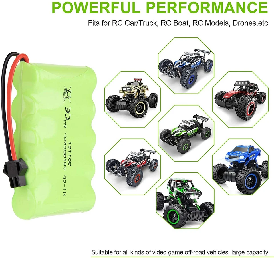 2 Stücke Akku 6V 1800mAh Batterie SM-2P Stecker mit USB Ladekabel für RC Auto - Bild 4 von 4