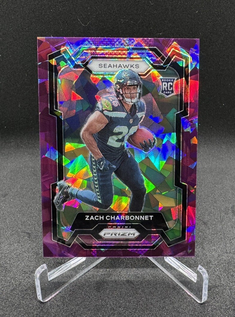 2023 Panini Prizm Zach Charbonnet Purple Ice /225 RC #392 Seattle Seahawks