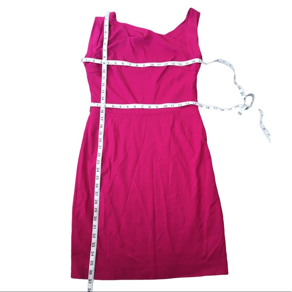 high low hot pink prom dress La Femme V-Neck Bright Hot Pink Prom Dress