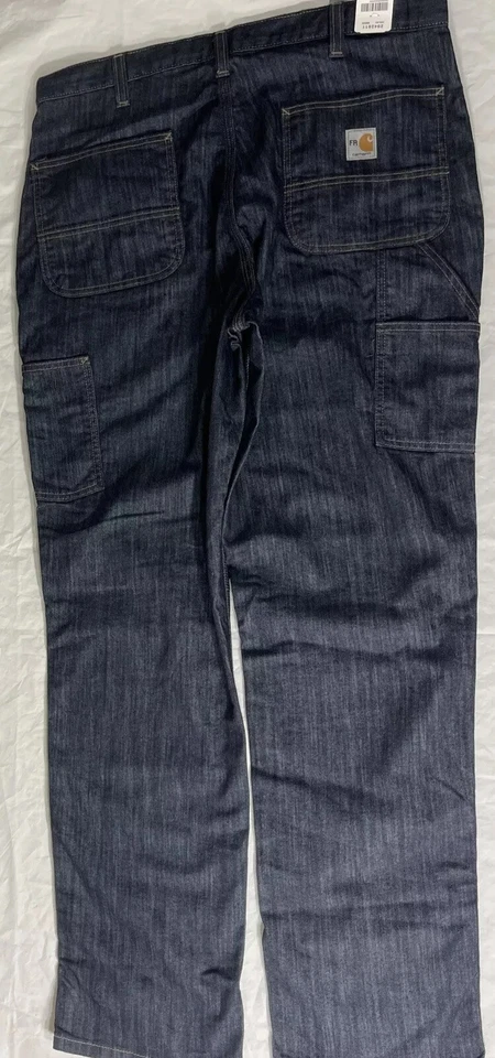 Pantalones de mezclilla Carhartt FR IGNÍFUGOS 290-83 para hombre 34X30 elásticos de carpintero J196 Foto 4 de 4