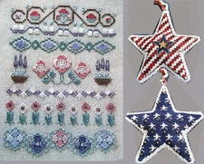 Silk Flower Band Sampler Spangled Stars CROSS STITCH PATTERNS
