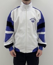 VINTAGE 1990s 90s ADIDAS TRACK JACKET BLOKE RETRO MENS WHITE size S