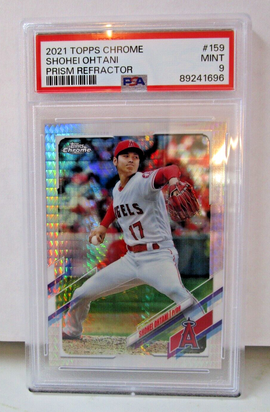 Shoehei Ohtani 2021 Topps Chrome Prism Refractor PSA 9 Angels #159 Mint