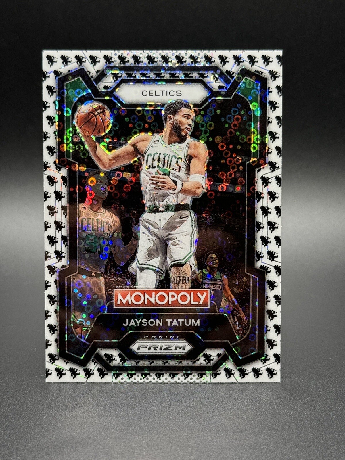 2023-24 Panini Prizm Jayson Tatum Monopoly Man Black and White Prizm #7 Celtics