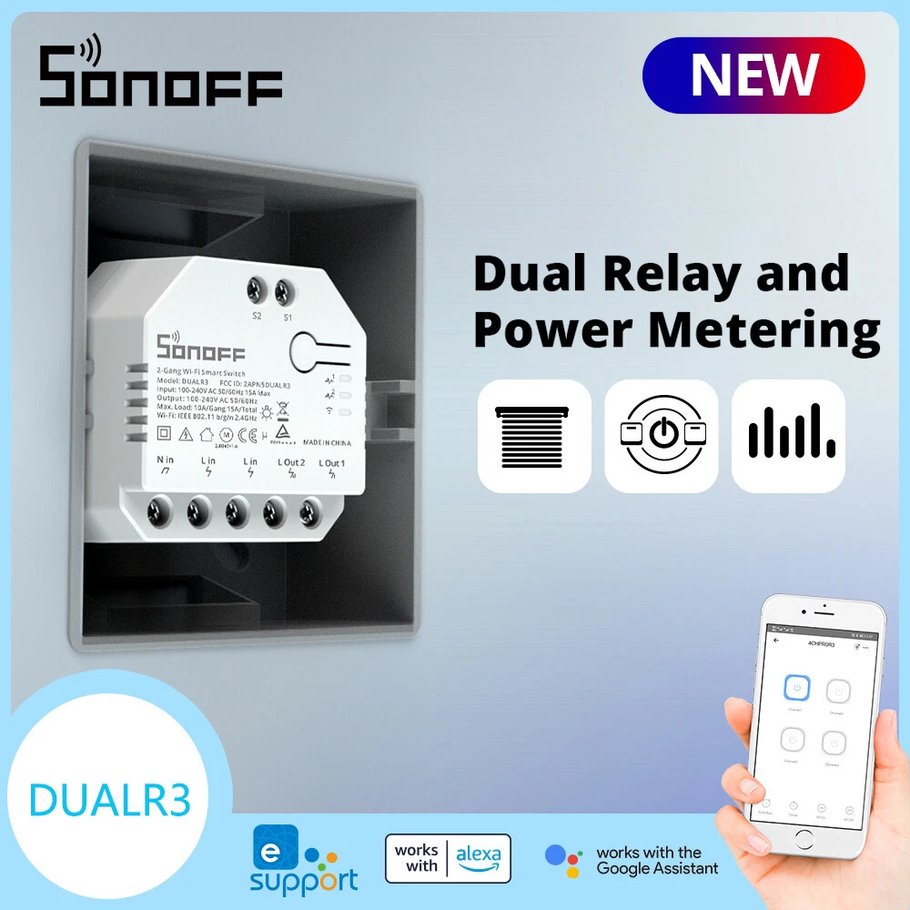 3Pc SONOFF DUAL R3 2 Gang Dual Relay Module DIY MINI Smart Switch Power Metering