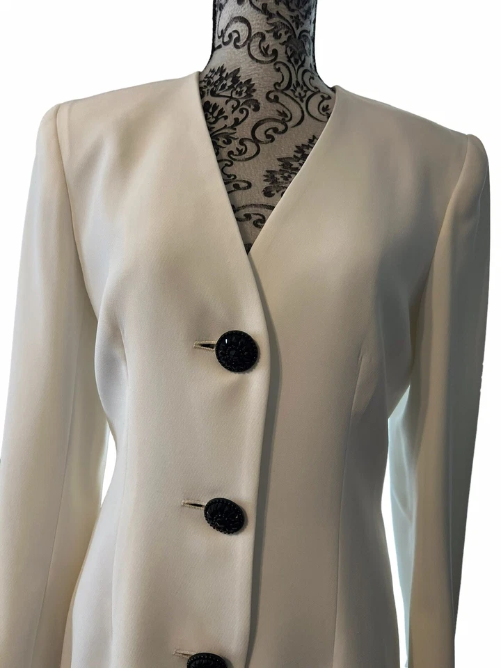 Traje minifalda de noche formal negro/blanco Badgley Mischka para mujer talla 6 Foto 2 de 4