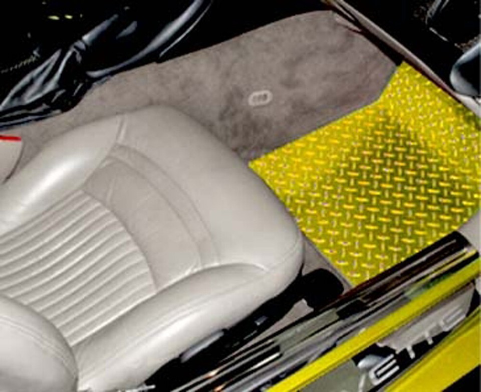 2pc Floor Mats [Yellow Diamond Plate] fit 19992004 Chevy Corvette 2dr