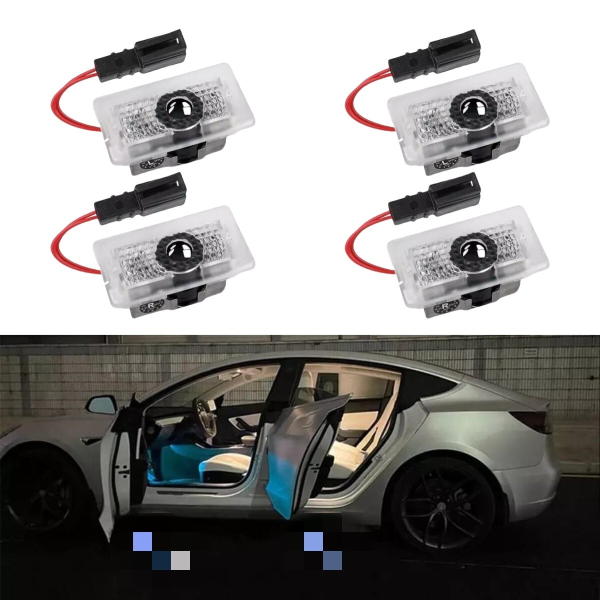 4PCS For Tesla Model 3 Y X S Car Door Shadow Lights Projector Accessories Trim