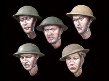 Rado 1/35 British Soldier Heads w/Brodie Steel Helmets WWII (5 heads) RDM35H05