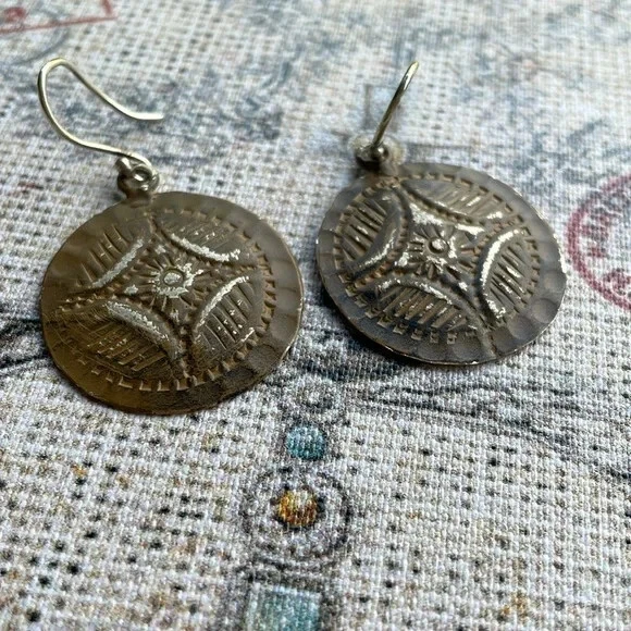 Ремесленник богемное анджу ацтеков металлический сделано в Индии серьги новый с Ярлыками - Изображение 2 из 4