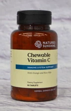 NATURES SUNSHINE CHEWABLE VITAMIN C IMMUNE SYSTEM SUPPORT ROSE HIPS 90 TABLETS