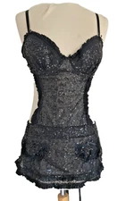 Victoria’s Secret 34B French Maid Sequin Lingerie Dress, Sexy Sparkle, Bra