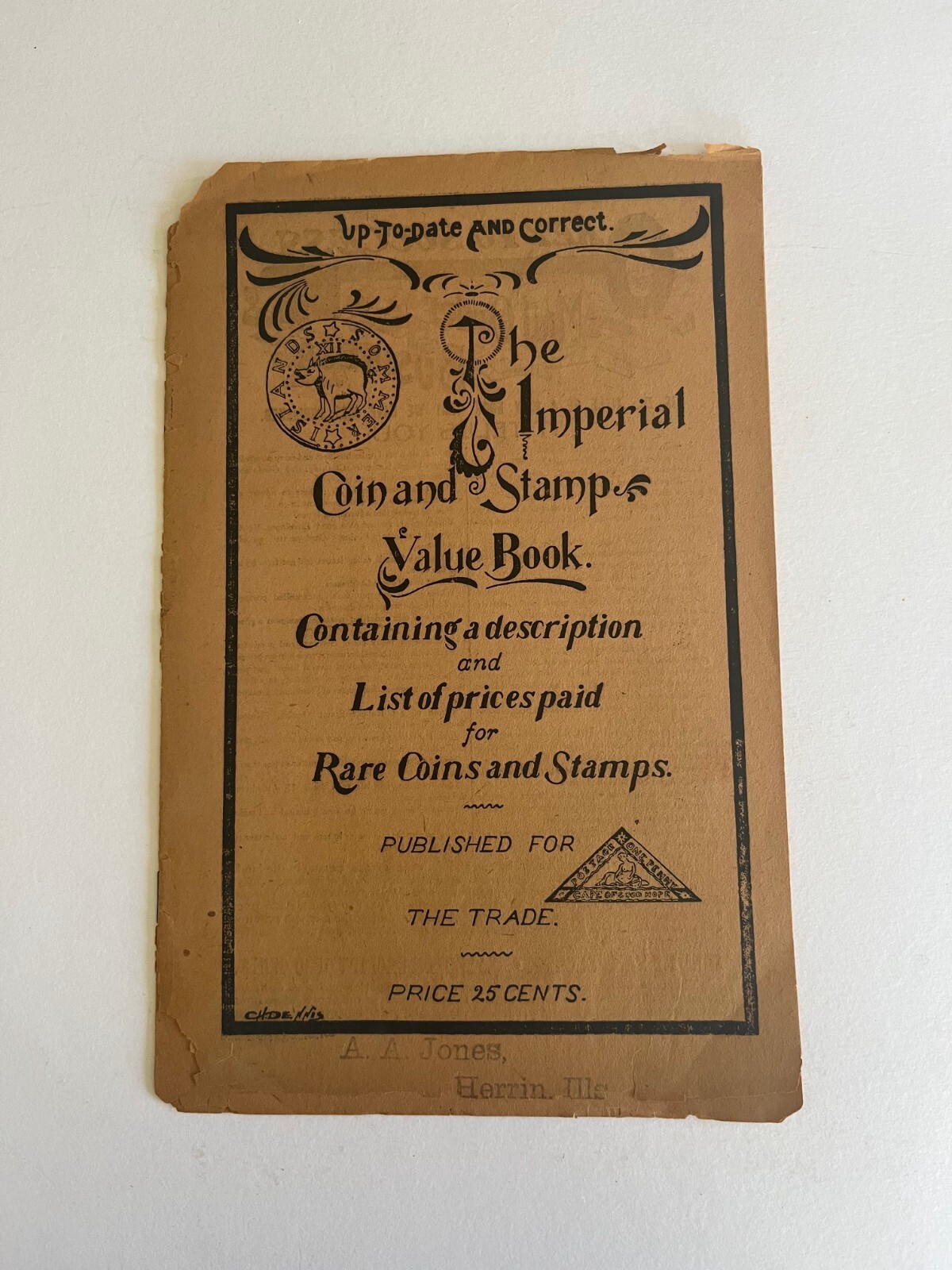 c. 1884 ~ The Imperial COIN and STAMP Value Book, ad for MAGIC MADE EASY antique
