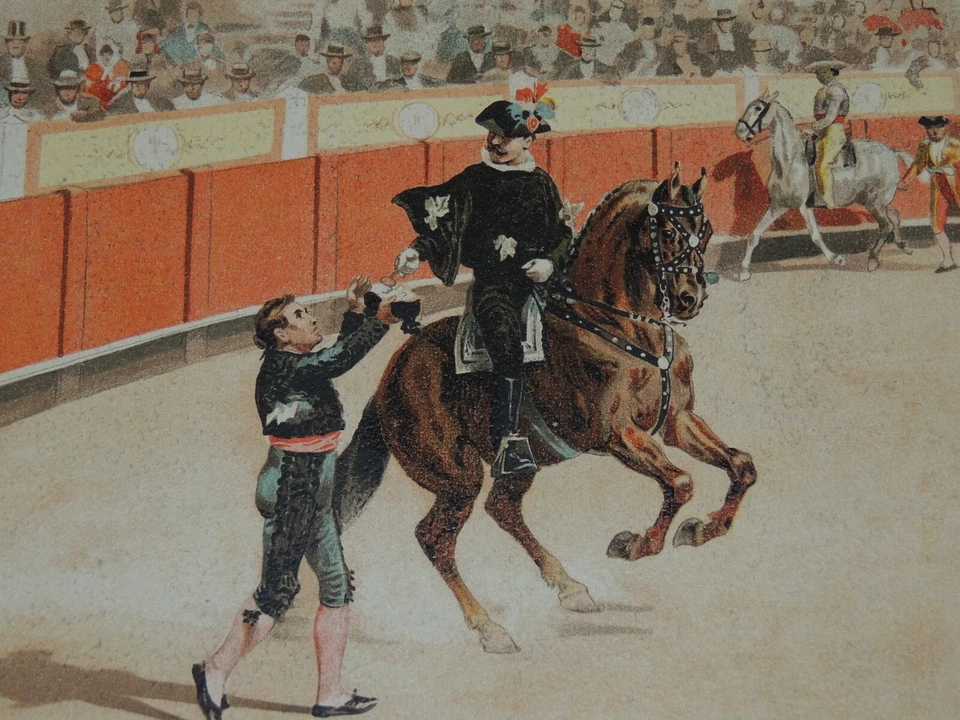 GRAVURE 19ème TAUROMACHIE CORRIDA TORERO  DANIEL PEREA  CHROMOLITHOGRAPHIE - Photo 2/4