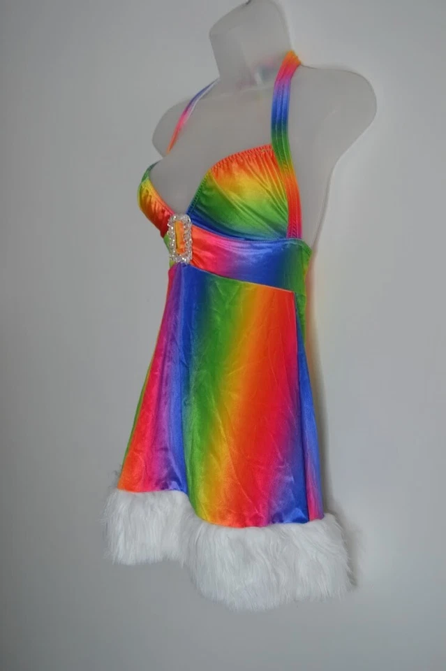 J Valentine, Psychedelic, Santa Dress, Rainbow, L/XL - Image 3 of 4