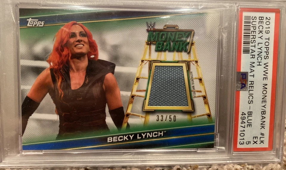 2019 Topps WWE Becky Lynch Mat Relic 33/50 Money In The Bank PSA 5 Pop 1 - Image 2 of 4