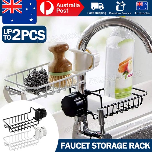 Faucet Rack Stainless Steel Sink Storage Rack Adjustable Soap Drainer ...