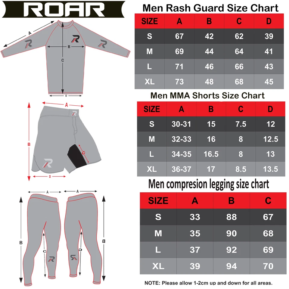 ROAR MMA Grappling Rash Guard BJJ Fight Shorts Thermal Compression Gym Pants - Image 2 of 4