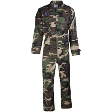 Mil-Tec Kids US Flight Coverall with Patches Flightsuit Airforce Woodland Camo