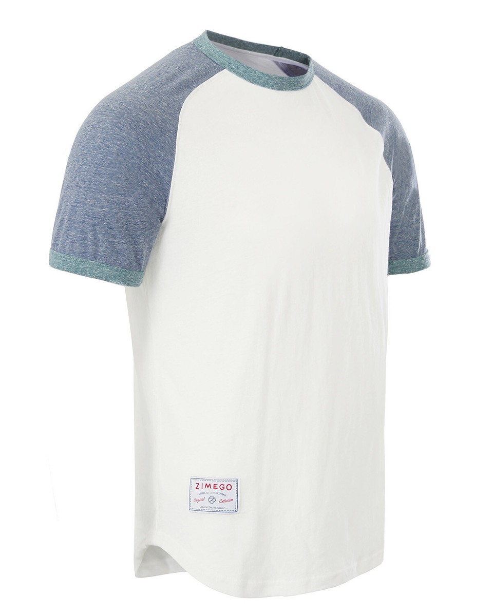 ZIMEGO Men's Classic Short Sleeve T-Shirt Contrast Baseball