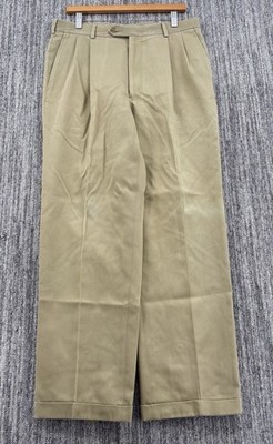 VTG 80s Men s Distressed Relaxed Pleated Cuffed Khaki Chino Pants Slacks 34x30