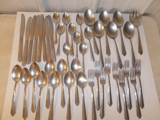 VINTAGE ECKO Stainless MCM CHEVRON DOTS SERVING FORK SPOONS 43 PIECES