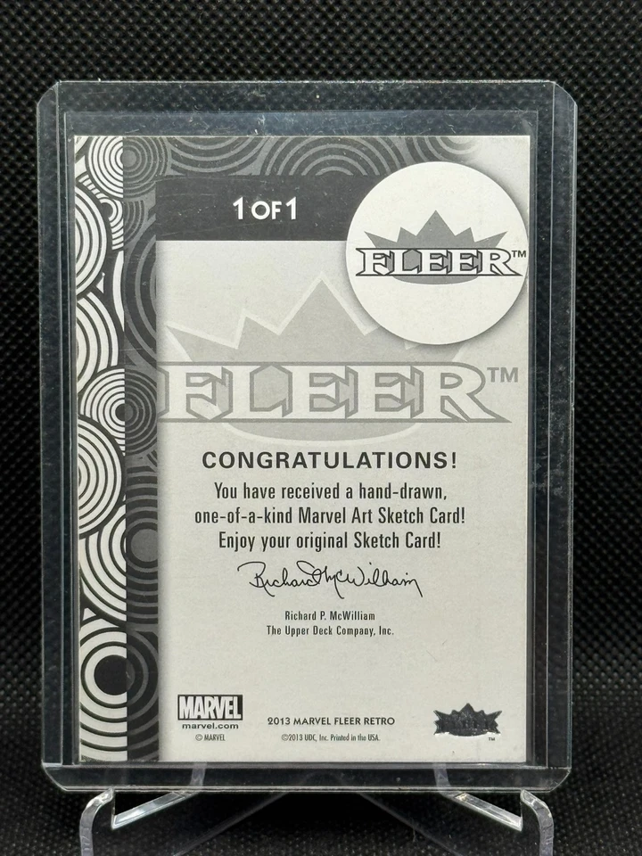 2013 Upper Deck Marvel Fleer Retro Artist Sketch Card Jim Cheung Iron Man 1/1 - Image 2 of 2